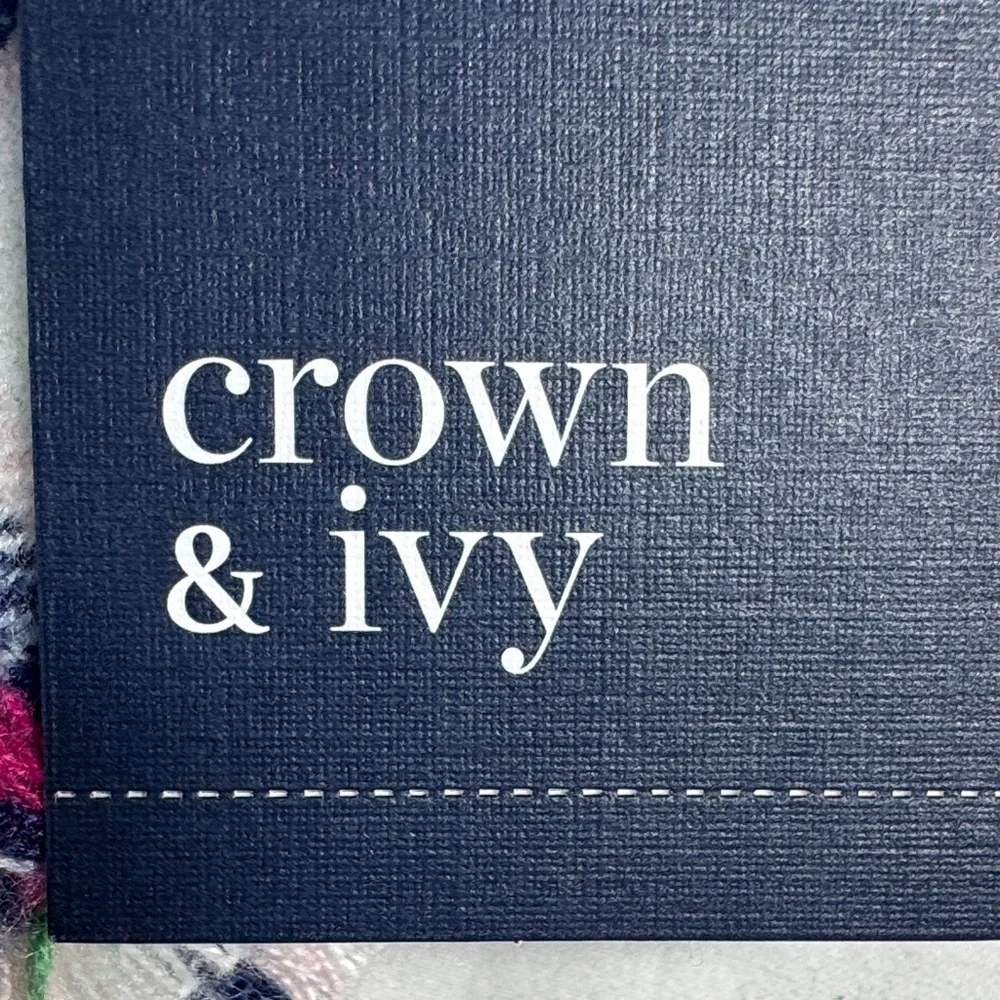 Crown & Ivy Colorful Plaid Scarf with Fringe NWT